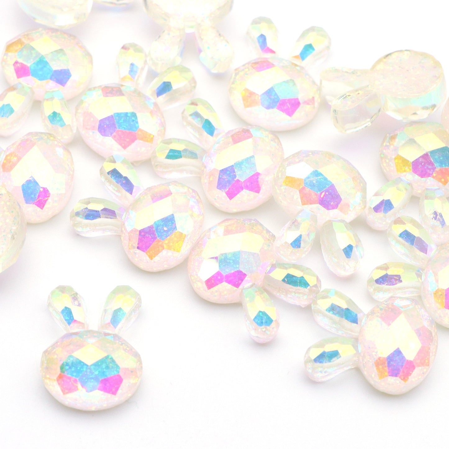 5Pcs Rabbit Bunny Shaped Acrylic Charms Resin,Iridescent Color 3D Flatback Resin Cabochons Beads for DIY Jewelry, Earrings, Bracelets, Keychains, Festive Decor, Homemade Gifts, Phone Cases, Water Bottles, Hair Accessories - Crafting Accessories