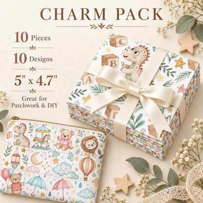 10Pc/Set Animal Series Dinosaurs Lions Bear Moon Umbrella Balloon Cloud Fat Quarter Fabric, Pre-Cut Square Fabric Assort, Fabric Set, Craft Fabric, Handmade DIY Patchwork Fabric,Home Quilting Sewing Fabric, Packaging Fabric, Scrapbooking Craft Hobbyist