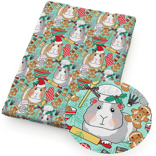 guinea pig christmas day gingerbread man fabric