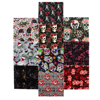 10Pc/Set Halloween Series Spider Skull Rose Cat Fat Quarter Fabric, Pre-Cut Square Fabric Assort, Fabric Set, Craft Fabric, Handmade DIY Patchwork Fabric,Home Quilting Sewing Fabric, Packaging Fabric, Scrapbooking Craft