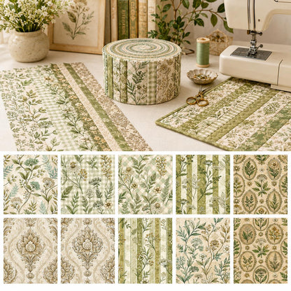 10pcs Vintage Floral Pattern Jelly Roll Fabric Strips 2.5X19.7inch Pre-Cut 100% Polyester For Patchwork Quilts, Table Runners, Placemats, Tote Bags, Storage Pouches, Makeup Bags, Coasters, Quilt Blocks & Binding