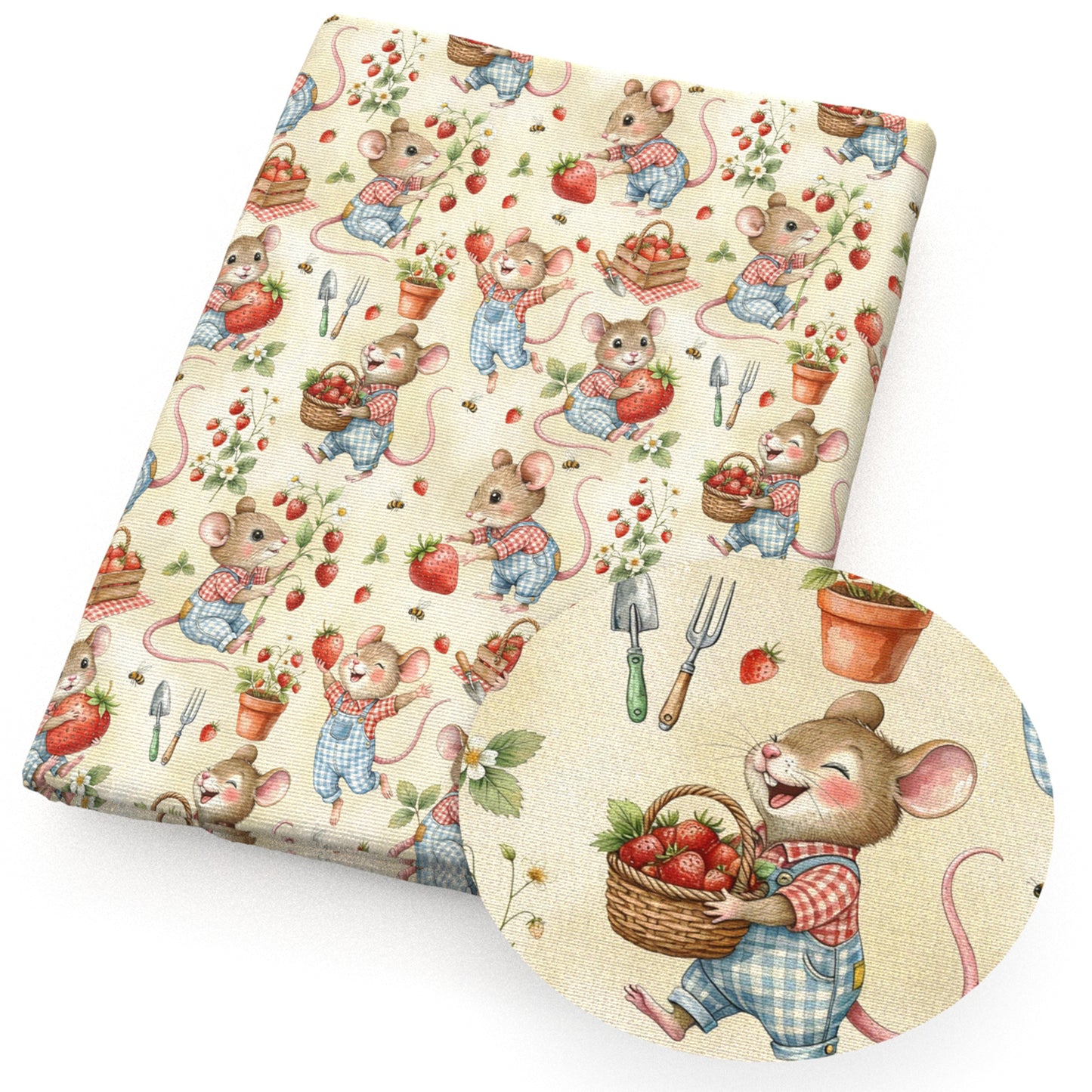 strawberry household gadgets bee mouse fabric