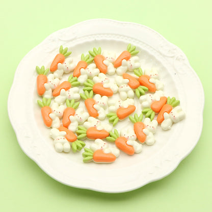 10Pcs Miniature Resin Rabbit Bunny Carrot Shaped Acrylic Charms Beads,3D Flatback Resin Cabochons for DIY Jewelry Making, Earrings, Bracelets, Keychains & Crafts - Perfect for Phone Cases, Water Bottles & Hair Accessories,Easter Decorations