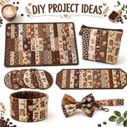 10Pc/Set, Making 10 Images 1pc Each, Each Size: 6.3*50cm Coffee Bean Series Sliced Fabric Set Style Combination, Polyester Jelly Roll Fabric Strips, Pre-Cut Quilting Squares, For Quilting DIY, Handicrafts And Sewing, Blankets, Rugs, Interior Decoration