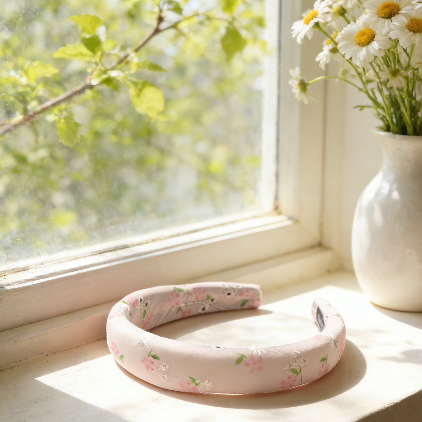 embroidery flower chiffon high cranial hairband