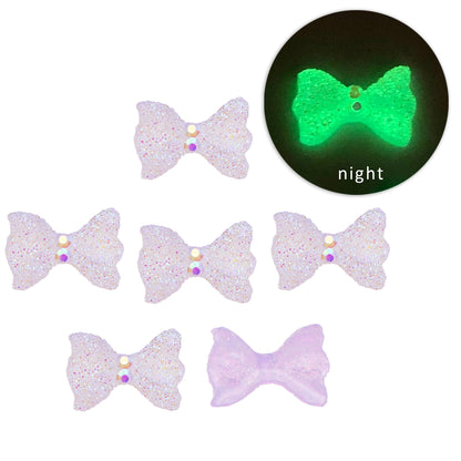 20Pcs/pack Glow in the Dark Acrylic Beads Bowknot Shaped Plain Solid Color for Jewelry Making DIY Bracelet Necklace Chain Earrings Charm Decors For Nail Art Design Crafts Jewelry Accessories