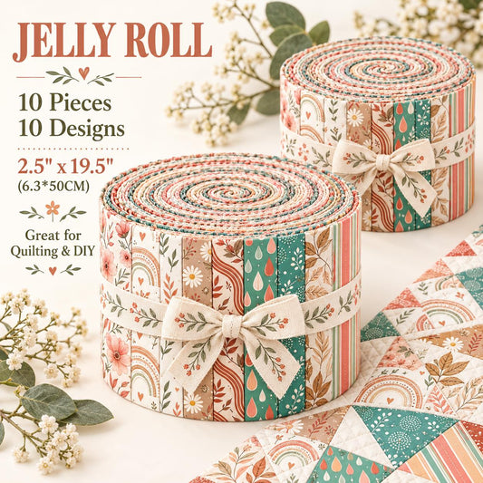 10pcs Vintage Floral Pattern Jelly Roll Fabric Strips 2.5X19.7inch Pre-Cut 100% Polyester For Patchwork Quilts, Table Runners, Placemats, Tote Bags, Storage Pouches, Makeup Bags, Coasters, Quilt Blocks & Binding
