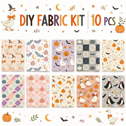 10Pc/Set Halloween Series Star Pumpkin Duck Skull Bat Fat Quarter Fabric, Pre-Cut Square Fabric Assort, Fabric Set, Craft Fabric, Handmade DIY Patchwork Fabric,Home Quilting Sewing Fabric, Packaging Fabric, Scrapbooking Craft Hobbyist