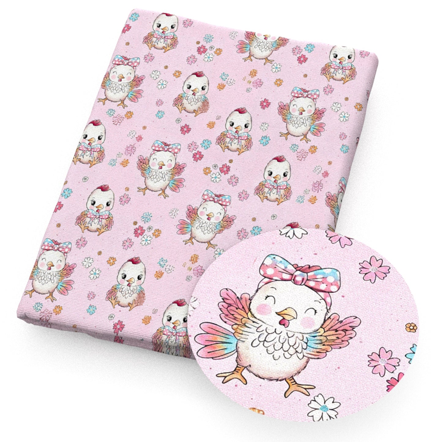 turkey chicken bowknotbows flowerfloral pink series fabric