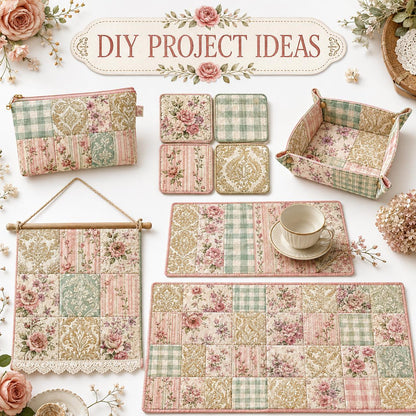 10pcs Charm Pack Set Floral Pattern Vintage Style Handmade DIY with Rich Color and Texture Elements 100% Polyester Patchwork in 10 Design Styles Suitable for Patchwork DIY Craft Projects DIY Wallet Making Gift Giving Bag Making Mother's Day Gift