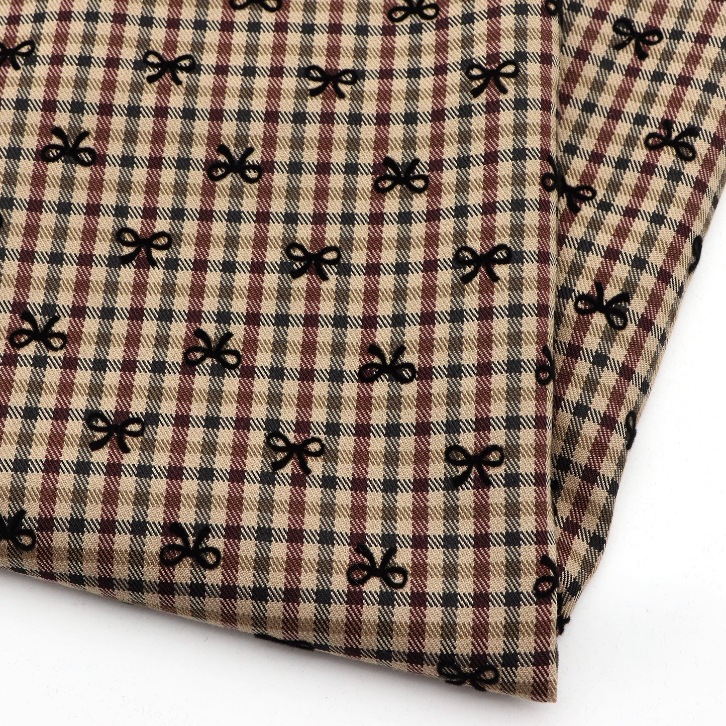 1Pc Grid Bow Flocking Fabric  - 57.08x19.68inch(145x50cm) Soft & Durfor DIY Crafts, Handmade Wallets & Pouches | Chic Pattern, High-Quality Material, Fashion-Forward Versatile Crafting Textile