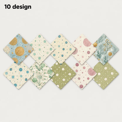 10pcs Charm Pack Set Floral Pattern 100% Polyester Patchwork in 10 Design Styles, Ready-to-Sew Without Cutting, Suitable For Patchwork Wallet Making Gift Giving Tote Bags Coasters DIY Craft Projects For Mother's Gift