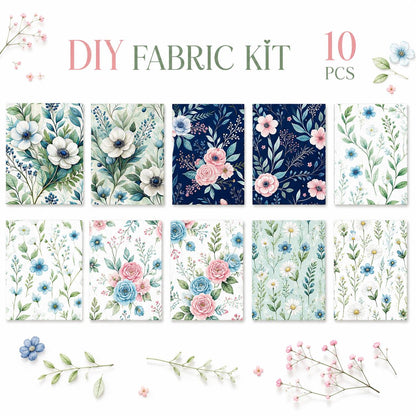 10Pc/Set Flower Series Fat Quarter Fabric, Pre-Cut Square Fabric Assort, Fabric Set, Craft Fabric, Handmade DIY Patchwork Fabric,Home Quilting Sewing Fabric, Packaging Fabric, Scrapbooking Craft Hobbyist