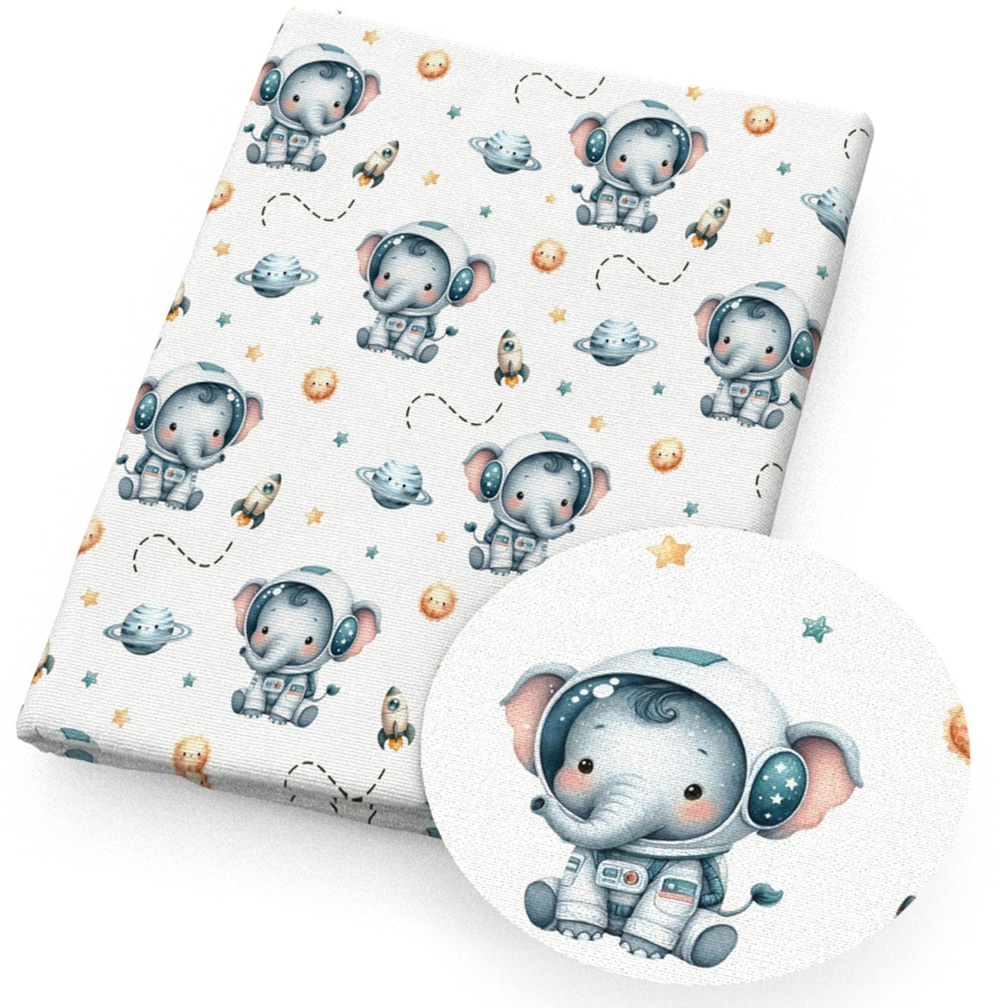 elephant rocket star starfish earth fabric