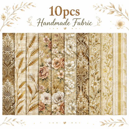 10pcs Vintage Floral Ear Of Wheat Autumn Pattern Jelly Roll Fabric Strips 2.5X19.7inch Pre-Cut 100% Polyester For Patchwork Quilts, Table Runners, Placemats, Tote Bags, Storage Pouches, Makeup Bags, Coasters, Quilt Blocks & Binding