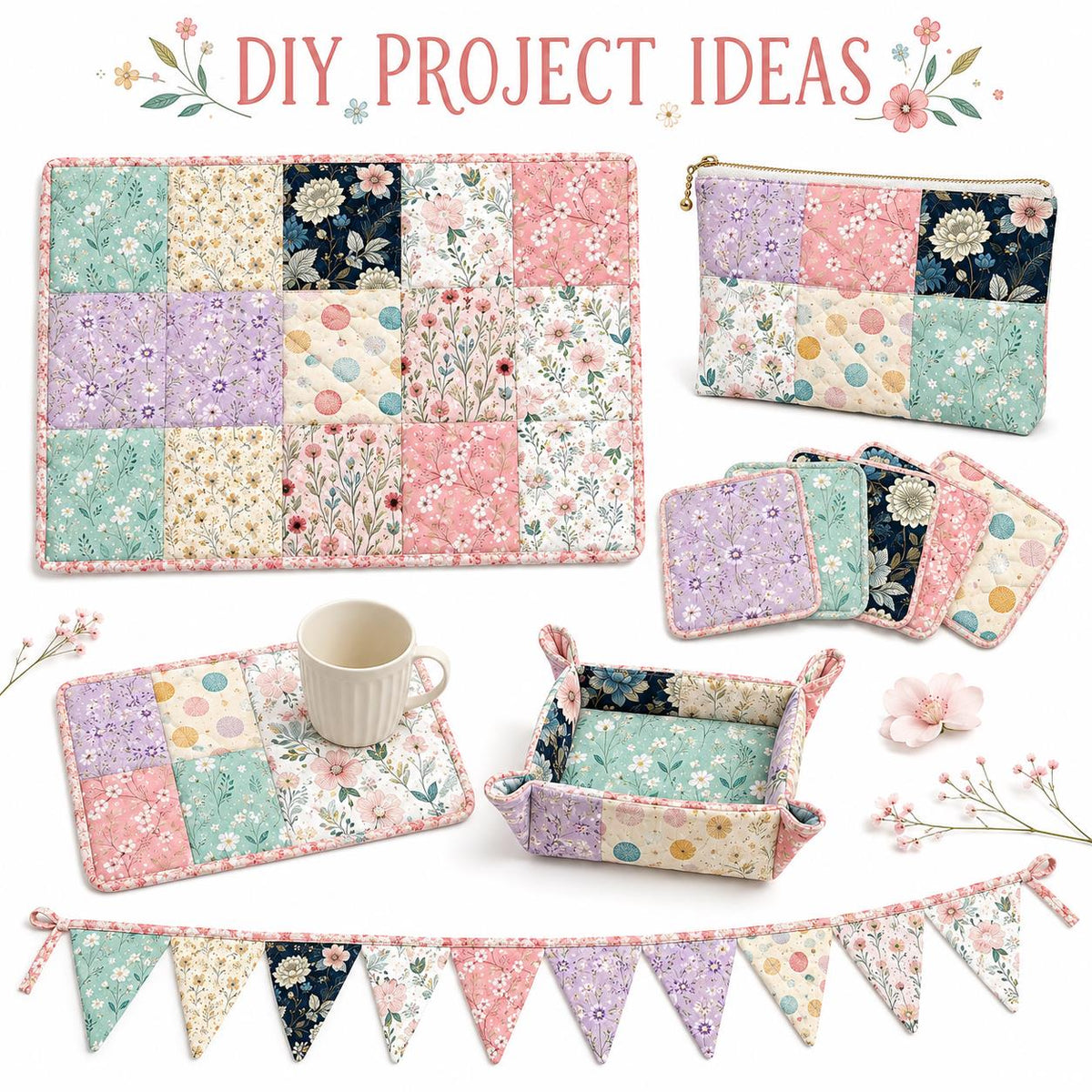 10pcs Charm Pack Set Floral Pattern Vintage Style Handmade DIY with Rich Color and Texture Elements 100% Polyester Patchwork in 10 Design Styles Suitable for Patchwork DIY Craft Projects DIY Wallet Making Gift Giving Bag Making Mother's Day Gift