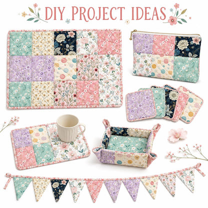 10pcs Charm Pack Set Floral Pattern Vintage Style Handmade DIY with Rich Color and Texture Elements 100% Polyester Patchwork in 10 Design Styles Suitable for Patchwork DIY Craft Projects DIY Wallet Making Gift Giving Bag Making Mother's Day Gift