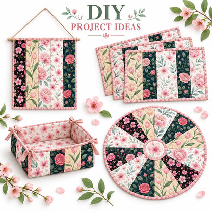 10pcs Vintage Floral Pattern Jelly Roll Fabric Strips 2.5X19.7inch Pre-Cut 100% Polyester For Patchwork Quilts, Table Runners, Placemats, Tote Bags, Storage Pouches, Makeup Bags, Coasters, Quilt Blocks & Binding