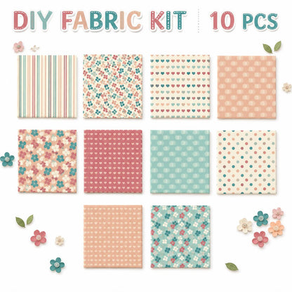 10Pc/Set Star Flower Heart Dot Series Fat Quarter Fabric, Pre-Cut Square Fabric Assort, Fabric Set, Craft Fabric, Handmade DIY Patchwork Fabric,Home Quilting Sewing Fabric, Packaging Fabric, Scrapbooking Craft Hobbyist