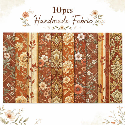 10pcs Vintage Autumn Floral Pattern Jelly Roll Fabric Strips 2.5X19.7inch Pre-Cut 100% Polyester For Patchwork Quilts, Table Runners, Placemats, Tote Bags, Storage Pouches, Makeup Bags, Coasters, Quilt Blocks & Binding