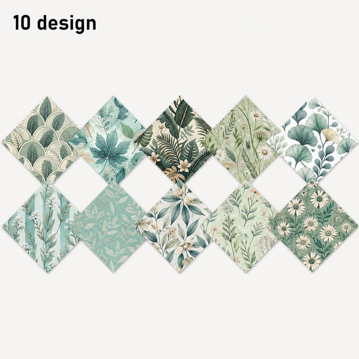 10pcs Charm Pack Set Leaf Pattern Vintage Style Handmade DIY with Rich Color and Texture Elements 100% Polyester Patchwork in 10 Design Styles Suitable for Patchwork DIY Craft Projects DIY Wallet Making Gift Giving Bag Making Mother's Day Gift