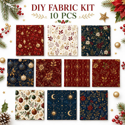 10pcs Charm Pack Set Christmas Pattern Vintage Style Handmade DIY with Rich Color and Texture Elements 100% Polyester Patchwork in 10 Design Styles Suitable for Patchwork DIY Craft Projects DIY Wallet Making Gift Giving Bag Making Mother's Day Gift