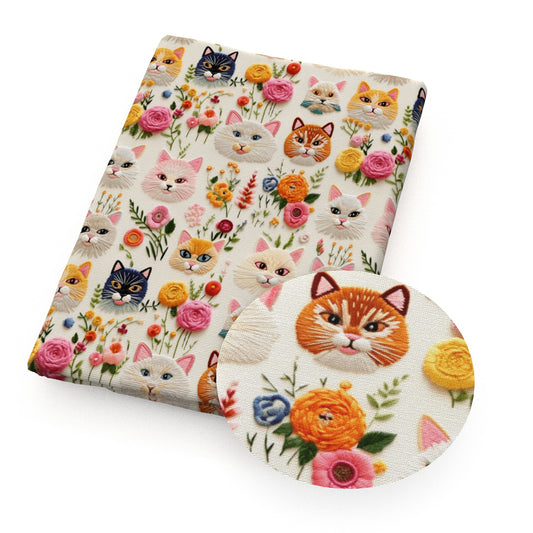 flowerfloral cat imitation embroidery series fabric
