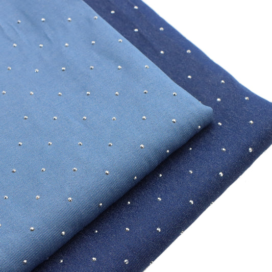 1Pc Hotfix Rhinestone Denim Fabric - 59x19.68inch Precut 100% Polyester Fabric,Vibrant Blue Color,Perfect for DIY Quilting, Sewing, Craft Projects, Party Decorations, Hair Ties, Bags & Wallet Making -  Craft Project Material