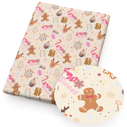 gingerbread man snowflakesnow christmas day fabric