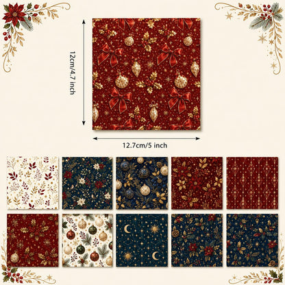 10pcs Charm Pack Set Christmas Pattern Vintage Style Handmade DIY with Rich Color and Texture Elements 100% Polyester Patchwork in 10 Design Styles Suitable for Patchwork DIY Craft Projects DIY Wallet Making Gift Giving Bag Making Mother's Day Gift