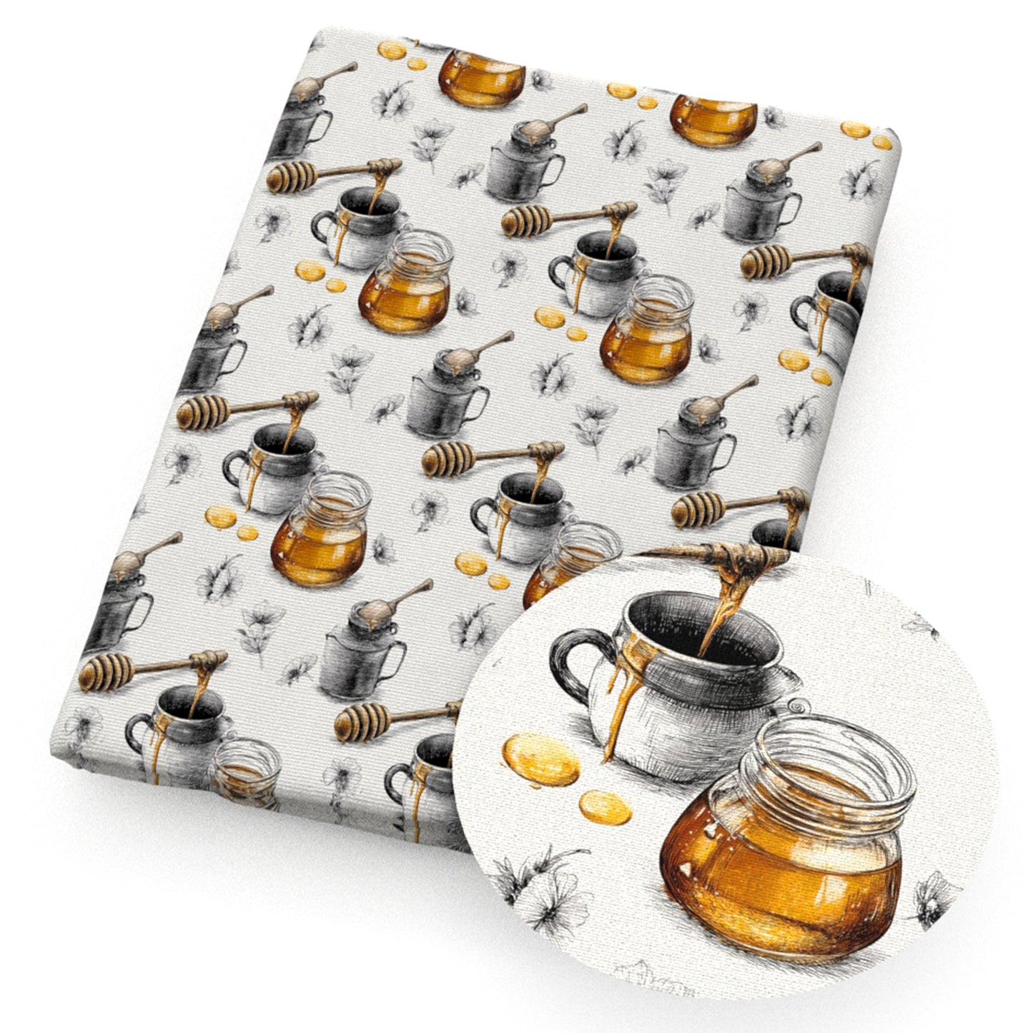 honey flowerfloral honey pot fabric