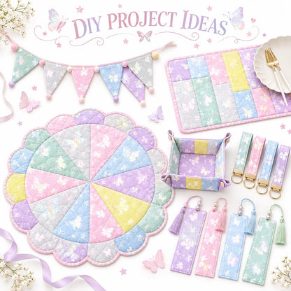 10pcs Vintage Butterfly Mesh Gauze Lace Series Jelly Roll Fabric Strips 2.5X19.7inch Pre-cut 100% Polyester for Patchwork Quilts, Table Runners, Placemats, Tote Bags, Storage Pouches, Makeup Bags, Coasters, Quilt Blocks & Binding Multi-color