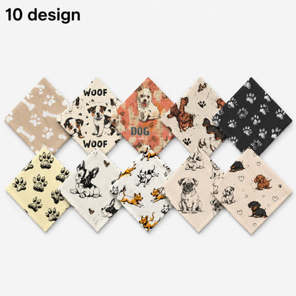10pcs Charm Pack Set Dog Paw Pattern Vintage Style Handmade DIY with Rich Color and Texture Elements 100% Polyester Patchwork in 10 Design Styles Suitable for Patchwork DIY Craft Projects DIY Wallet Making Gift Giving Bag Making Mother's Day Gift
