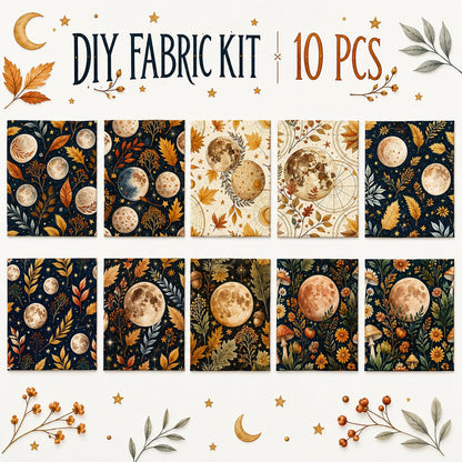 10Pc/Set Flower Leaves Moon Series Daisy Star Mushroom Galaxy Fat Quarter Fabric, Pre-Cut Square Fabric Assort, Fabric Set, Craft Fabric, Handmade DIY Patchwork Fabric,Home Quilting Sewing Fabric, Packaging Fabric, Scrapbooking Craft Hobbyist