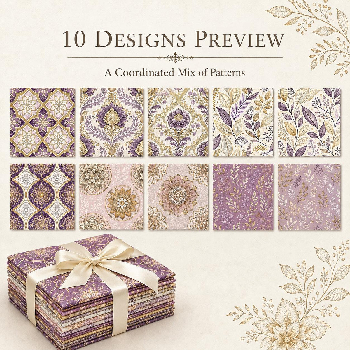 10Pc/Set Flower Purple Series Leaves Fat Quarter Fabric, Pre-Cut Square Fabric Assort, Fabric Set, Craft Fabric, Handmade DIY Patchwork Fabric,Home Quilting Sewing Fabric, Packaging Fabric, Scrapbooking Craft Hobbyist
