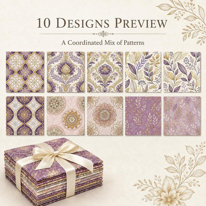 10Pc/Set Flower Purple Series Leaves Fat Quarter Fabric, Pre-Cut Square Fabric Assort, Fabric Set, Craft Fabric, Handmade DIY Patchwork Fabric,Home Quilting Sewing Fabric, Packaging Fabric, Scrapbooking Craft Hobbyist