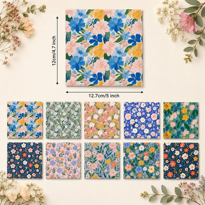 10pcs Charm Pack Set Floral Pattern Vintage Style Handmade DIY with Rich Color and Texture Elements 100% Polyester Patchwork in 10 Design Styles Suitable for Patchwork DIY Craft Projects DIY Wallet Making Gift Giving Bag Making Mother's Day Gift