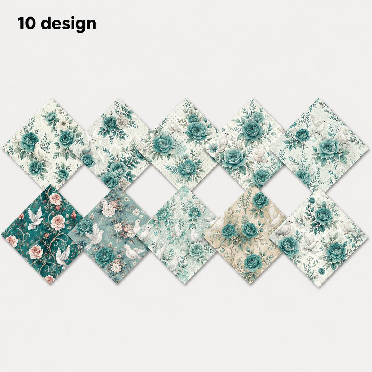 10Pc/Set Flower Green Series Fat Quarter Fabric, Pre-Cut Square Fabric Assort, Fabric Set, Craft Fabric, Handmade DIY Patchwork Fabric,Home Quilting Sewing Fabric, Packaging Fabric, Scrapbooking Craft Hobbyist