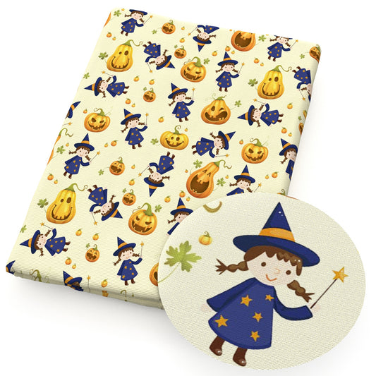girl halloween pumpkin fabric