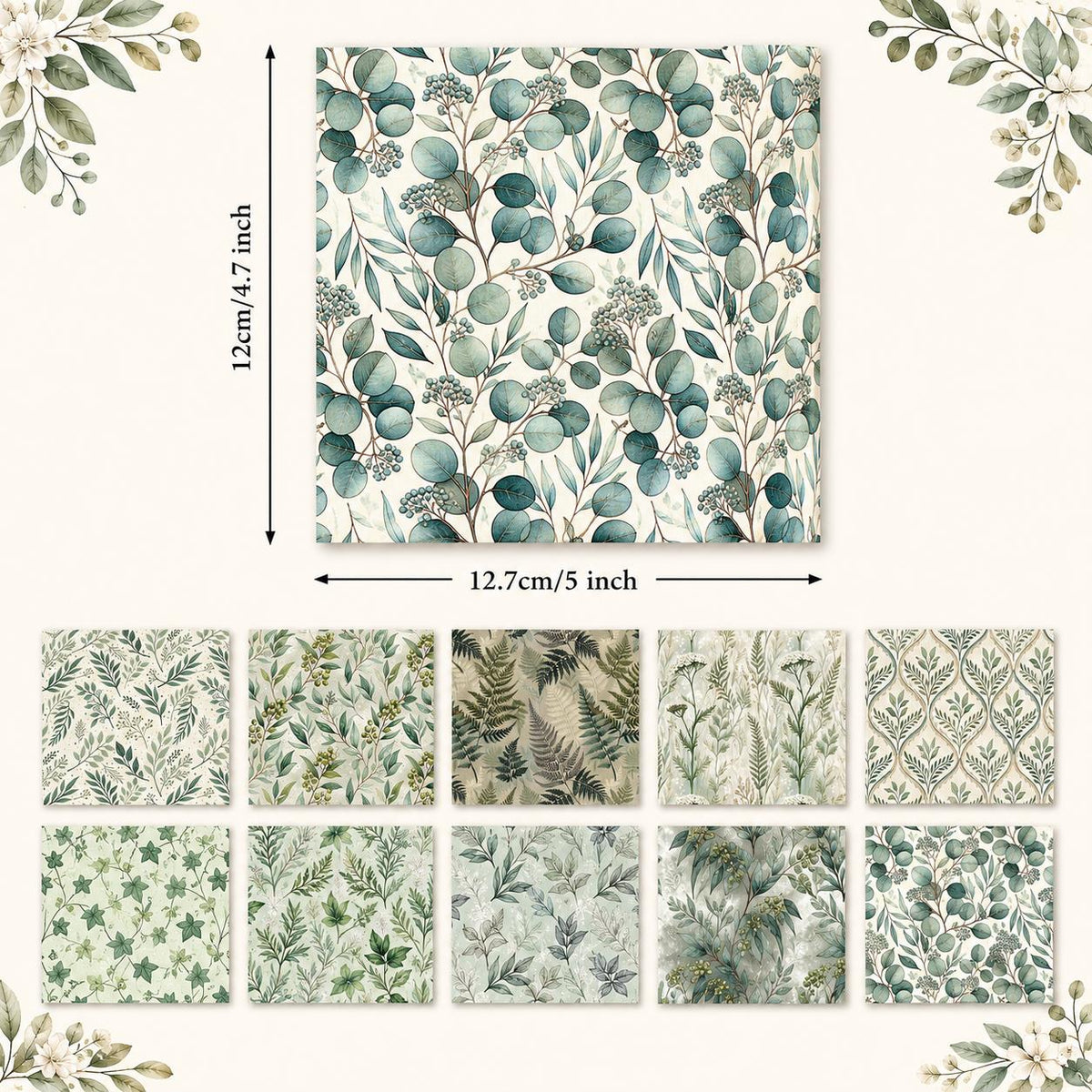 10Pc/Set Blue Leaves Series Rhombus Plaid Fat Quarter Fabric, Pre-Cut Square Fabric Assort, Fabric Set, Craft Fabric, Handmade DIY Patchwork Fabric,Home Quilting Sewing Fabric, Packaging Fabric, Scrapbooking Craft Hobbyist