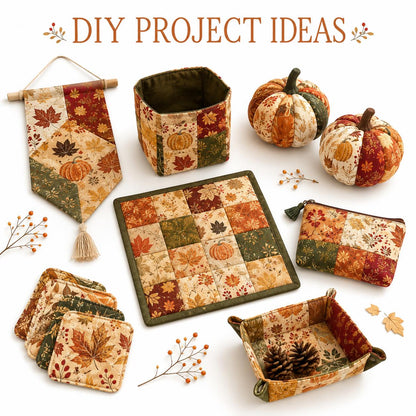 10pcs Charm Pack Set Maple leaf Pumpkin Autumn Vintage Style Pattern Handmade DIY with Rich Color and Texture Elements 100% Polyester Patchwork in 10 Design Styles Suitable for Patchwork DIY Craft Projects DIY Wallet Making Gift Giving Bag Making Mother's