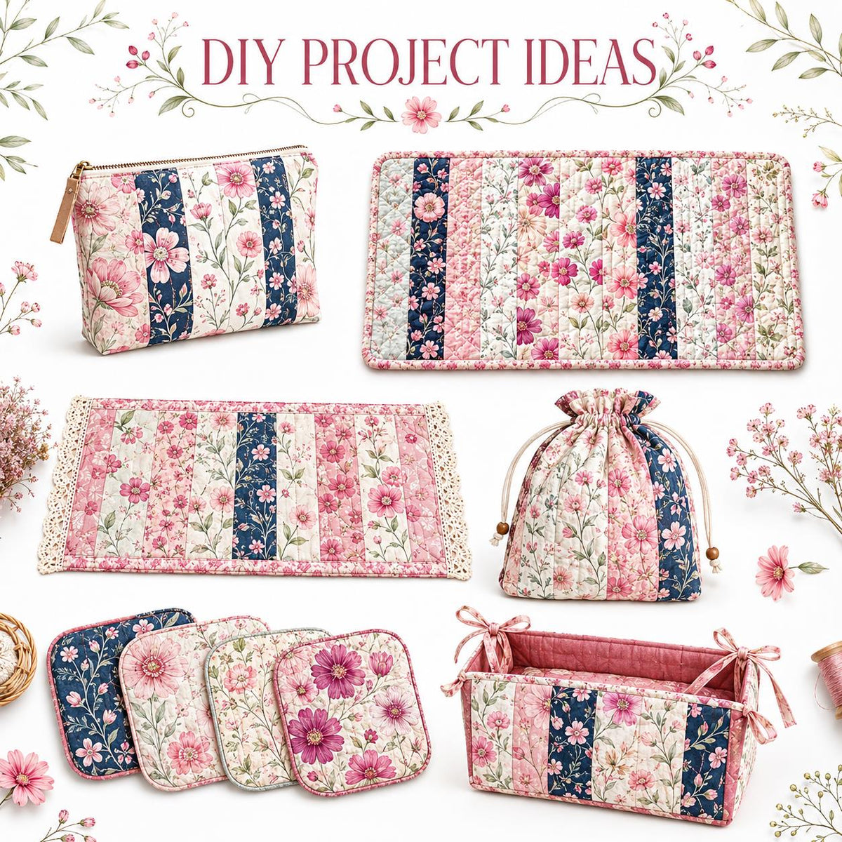 10pcs Vintage Floral Pattern Jelly Roll Fabric Strips 2.5X19.7inch Pre-Cut 100% Polyester For Patchwork Quilts, Table Runners, Placemats, Tote Bags, Storage Pouches, Makeup Bags, Coasters, Quilt Blocks & Binding