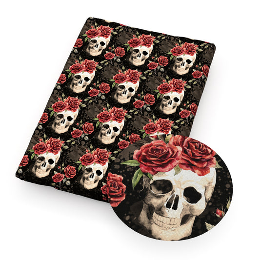 skull ghost skeleton bones flowerfloral fabric