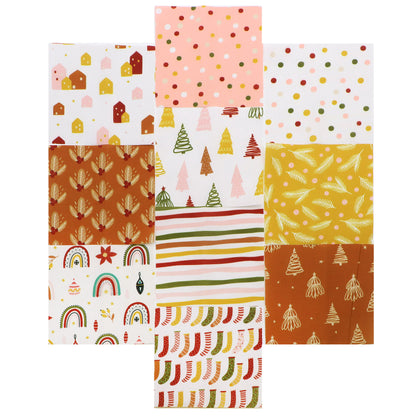 10Pc/Set Christmas Series Dot Tree House Star Stripe Fat Quarter Fabric, Pre-Cut Square Fabric Assort, Fabric Set, Craft Fabric, Handmade DIY Patchwork Fabric,Home Quilting Sewing Fabric, Packaging Fabric, Scrapbooking Craft Hobbyist
