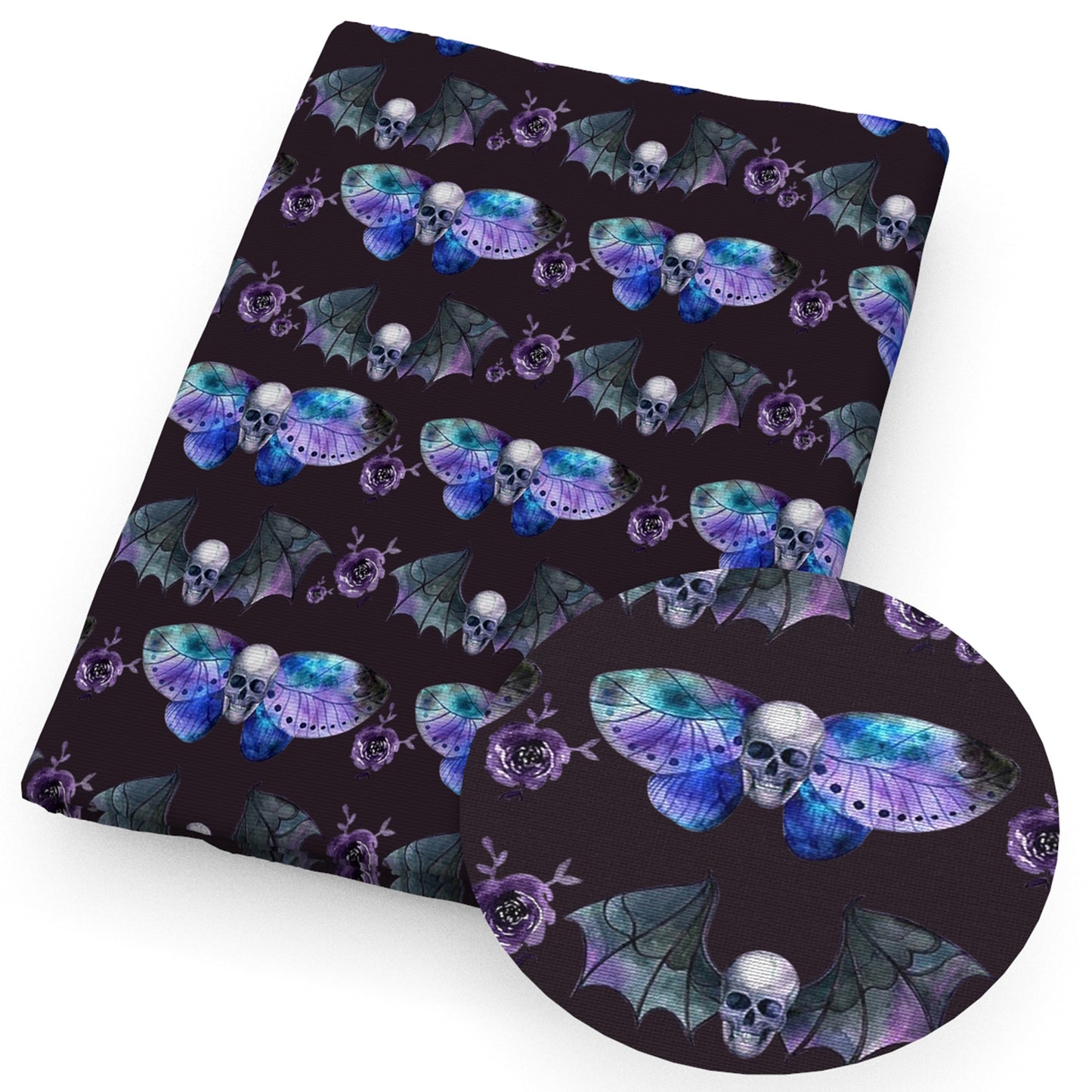 skull ghost skeleton bones butterfly halloween fabric