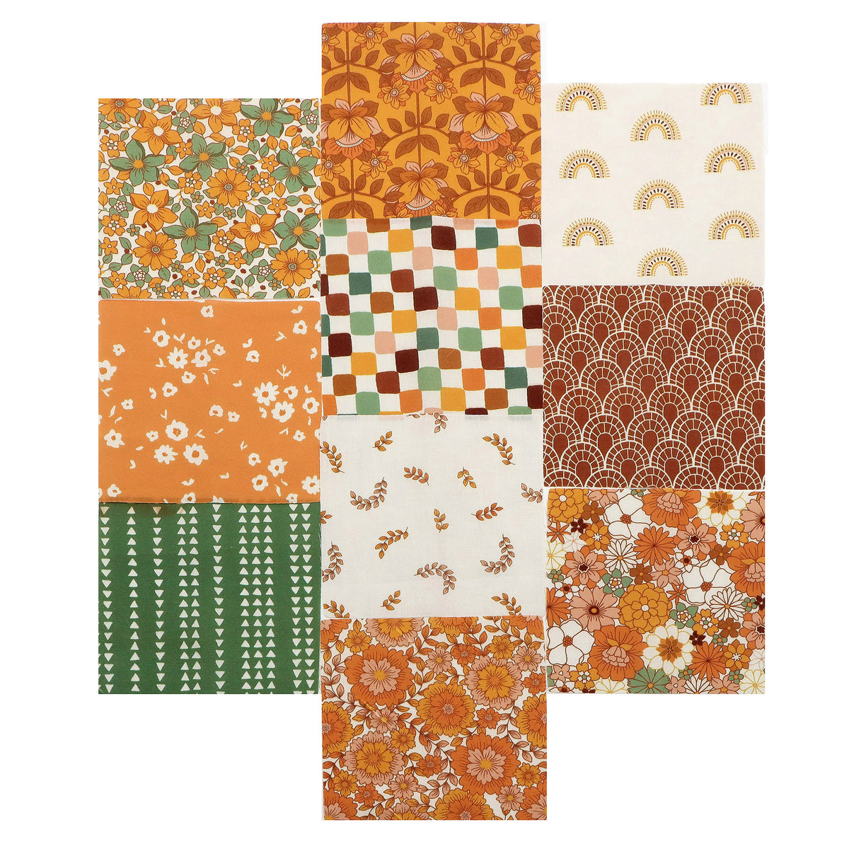 10pcs Charm Pack Set Floral Autumn Pattern 100% Polyester Patchwork in 10 Design Styles, Ready-to-Sew Without Cutting, Suitable For Patchwork Wallet Making Gift Giving Tote Bags Coasters DIY Craft Projects