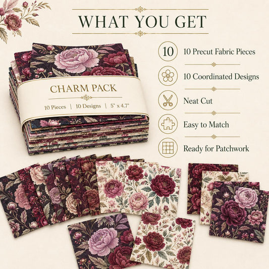 10Pc/Set Peony Flower Series Fat Quarter Fabric, Pre-Cut Square Fabric Assort, Fabric Set, Craft Fabric, Handmade DIY Patchwork Fabric,Home Quilting Sewing Fabric, Packaging Fabric, Scrapbooking Craft Hobbyist
