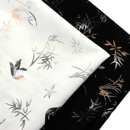 1Pc Golden Foil silvery hot stamping bird glass Chiffon Fabric - 59x19.68inch(150x50cm) Pre-cut Fabric,Perfect for DIY Sewing,Bags,Party Decor, Tablecloths, Gift Wrapping,Cushions & Furniture Covers