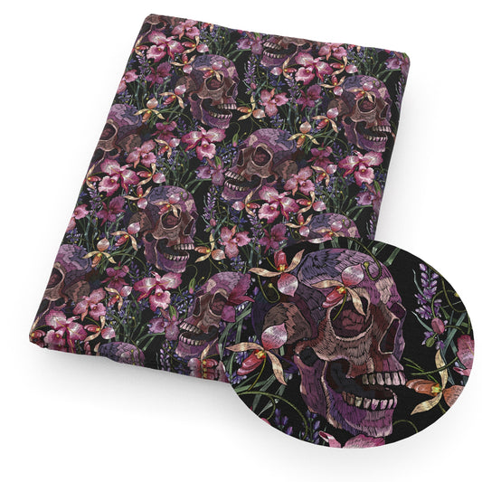 halloween skull ghost skeleton bones flowerfloral fabric