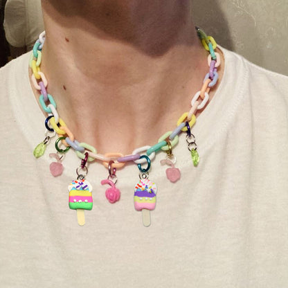 5Pcs Rainbow Color Ice Cream With Eye Screw Resin Pendant Summer Popsicle Charms DIY Handmade Jewelry Necklace Bracelet Earring Accessories Creative Gift